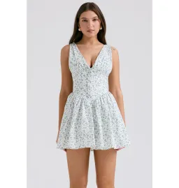 House of CB Fabrizia Corset Mini Dress White Bluebell Print Size XS / AU 6 for rent on The Volte - image 3