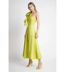 Aje Bonjour Asymmetric Midi Dress Lime Green Size 16 for rent on The Volte - image 1