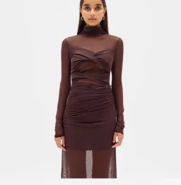 MISHA Madigral Mesh Dress Chocolate Size 10/M for rent on The Volte - image 1