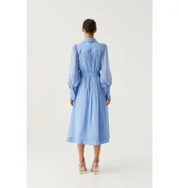 Aje Iris Pleated Bib Midi Dress Mist Blue Size AU 12 for rent on The Volte - image 4