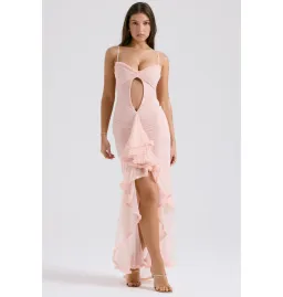 House of CB Gabriella Ruffled Front Gown Soft Peach Size S / AU 8 for rent on The Volte - image 1
