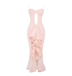 House of CB Gabriella Ruffled Front Gown Soft Peach Size S / AU 8 for rent on The Volte - image 5