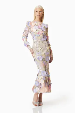 Elliatt Shannon 3d Floral Midi Dress in Purple Size AU 10 for rent on The Volte - image 6