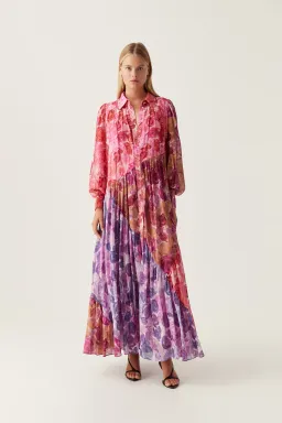Aje Collisions Smock Maxi Dress Kaleidoscopic Rose Size AU 8 for rent on The Volte - image 1