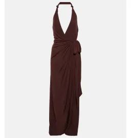 Staud Halterneck Dress Brown Size AU 6 for rent on The Volte - image 5