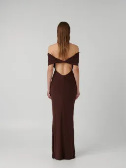 Effie Kats Viela Gown Cocoa Brown Size M / AU 10 for rent on The Volte - image 3
