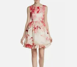 Alice & Olivia Spring Cherry Blossom Silk A-Line Mini Dress Floral Size 12 for rent on The Volte - image 2