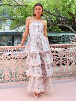 Aqua Blu Moonflower Heidi Dress, Size AU 8, Strapless Maxi Tiered Ruffles  for rent on The Volte - image 8