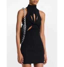Dion Lee Muscular Twist Knit Mini Dress Black Size AU 6  for rent on The Volte - image 2