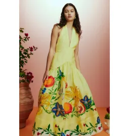 Alemais Dahlia Halter Gown Lemon Size AU 8 for rent on The Volte - image 2