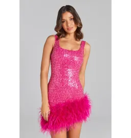 Nadine Merabi Evie Mini Dress Hot Pink Size S / AU 8 for rent on The Volte - image 3