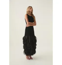 Aje Elations Knit Maxi Dress Black Size AU 8  for rent on The Volte - image 2