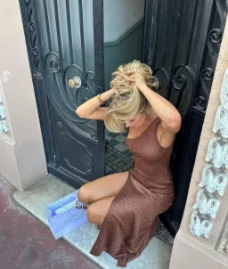 Asta Resort Split Sofia Dress Chocolate Size Small / AU 8 for rent on The Volte - image 4