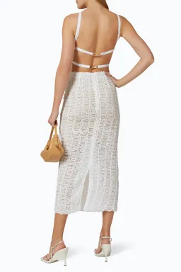 Elliatt Malina Lace Tulle Midi Dress in Ivory Size S / AU 8 for rent on The Volte - image 2