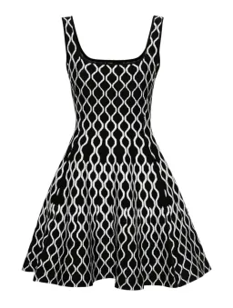 Maje Pattern Jacquard Flared Mini Dress Black/White Size 8 for rent on The Volte - image 4