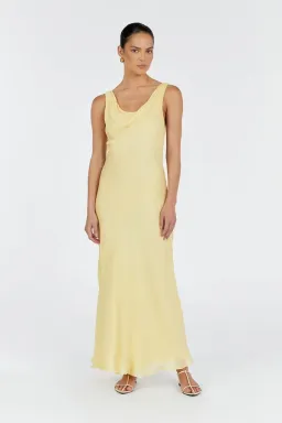 Dissh Johnny Cowl Neck Dress Lemon Yellow Size 6 for rent on The Volte - image 1
