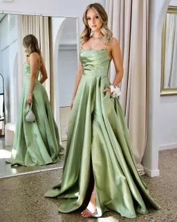 Nicoletta Paola Strapless Gown Pistachio Size 10 for rent on The Volte - image 1