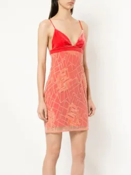 Manning Cartell Floral Fusion Velvet Slip Mini Dress Flamingo Red Size 10 for rent on The Volte - image 2