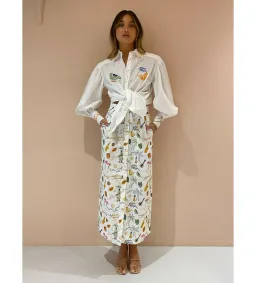 Alemais Golden Hands Shirt and Tube Skirt Set Print Size 14 for rent on The Volte - image 3