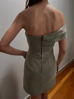 Sheike Cosmic Off Shoulder Mesh Mini Dress Silver Size 6 for rent on The Volte - image 4