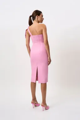 By Johnny Bridget Bow Midi Dress Taffy Pink Size 8 for rent on The Volte - image 3