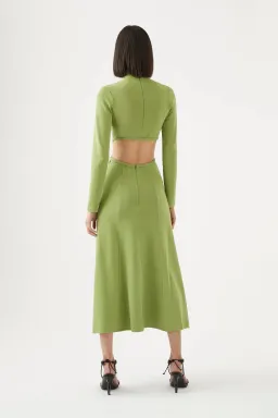 Aje Amelie Braided Cut Out Knit Midi Dress Green Size XL / AU 14 for rent on The Volte - image 2