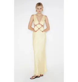 Bec & Bridge Agathe Diamond Dress Butter Yellow Size AU 6  for rent on The Volte - image 1