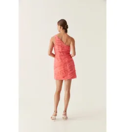 Aje Iridescent Mercury Mini Dress in Coral Size AU 8 for rent on The Volte - image 4