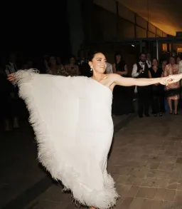 Taller Marmo Ubud One Shoulder Feather Trimmed Crepe Maxi Dress Ivory Size 38 / AU 6 for rent on The Volte - image 5