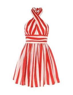 Zimmermann The Alight Halter Mini Dress in Red/Cream Stripe Size 0P / AU 6 for rent on The Volte - image 4