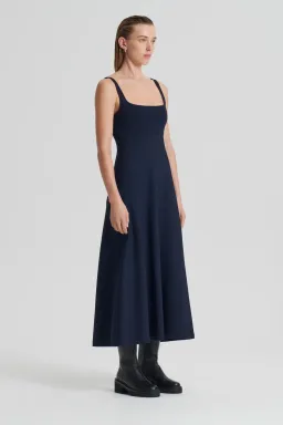 Scanlan Theodore Crepe Knit Square Neck Dress Navy Size XS/Au 8 for rent on The Volte - image 2