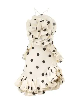 Zimmermann The Crush Ruffle Halter Mini Dress in Cream/Black Dot Size 1 / AU 10  for rent on The Volte - image 3