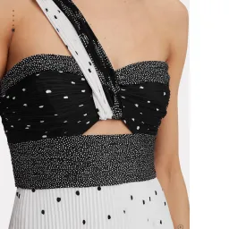 A.L.C. Aurora Pleated One Shoulder Midi Dress White Black Size AU 8 for rent on The Volte - image 5