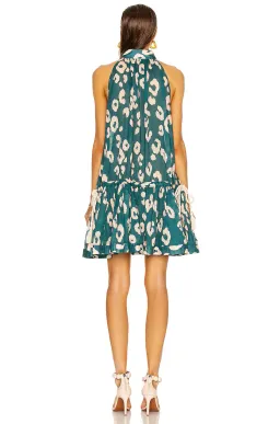 Zimmermann Shelly Swing Gathered Cotton Mini Dress Teal Leopard Print Size 0P / AU 6 / US 2  for rent on The Volte - image 3