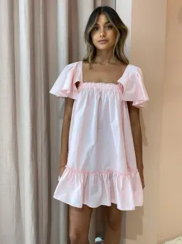 Blanca Studios Filomena Mini Dress Pink One Size baby Babydoll flare for rent on The Volte - image 4