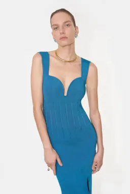 Galvan London Electra Stretch Knit Midi Dress Electric Blue Size XL / AU 16 for rent on The Volte - image 4