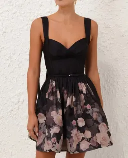 Zimmermann Crush Picnic Mini Dress Black Floral Size 2 / AU 12 for rent on The Volte - image 1