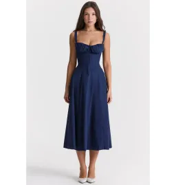 House of CB Carmen Bustier Sundress French Navy Size AU 6 for rent on The Volte - image 1