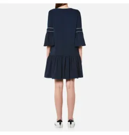 Ganni Clark Dress Total Eclipse Bell Sleeves Navy Blue Size 38  / AU 10 for rent on The Volte - image 4