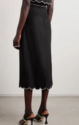 Zimmermann Crush Scallop Top and Skirt Size 0P / AU 6 Set in Black for rent on The Volte - image 3