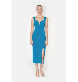 Galvan London Electra Stretch Knit Midi Dress Electric Blue Size XL AU 14 for rent on The Volte - image 2
