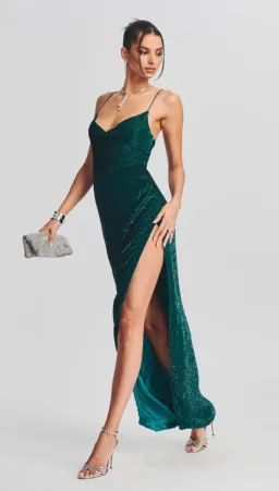 Retrofete Katya Dress Emerald Green Sequin Size AU 8  for rent on The Volte - image 6