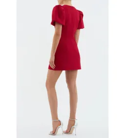 Rebecca Vallance The Akari Puff Sleeve Mini Dress in Red Size 10 for rent on The Volte - image 2