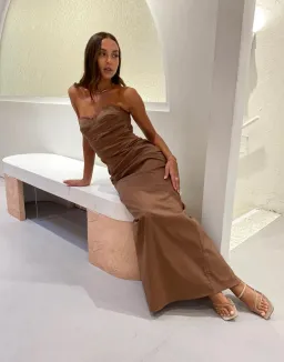 Sir The Label Alba Strapless Maxi Dress Gown in Mocha Brown Size 0 / AU 6 / XS  for rent on The Volte - image 5