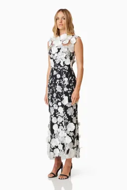 Elliatt Selene Cocktail Midi Dress Black Floral Size M / AU 10 for rent on The Volte - image 4