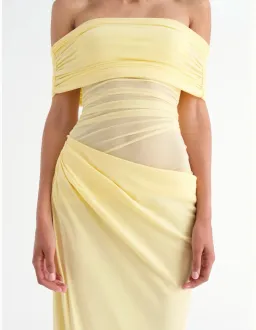 Benni Nico off Shoulder Maxi Dress in Butter Size 8 for rent on The Volte - image 5