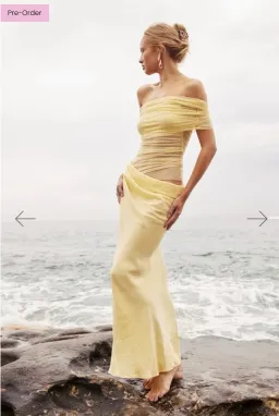 Benni Nico off Shoulder Maxi Dress in Butter Size 8 for rent on The Volte - image 3