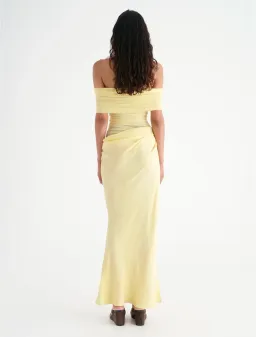 Benni Nico off Shoulder Maxi Dress in Butter Size 8 for rent on The Volte - image 4