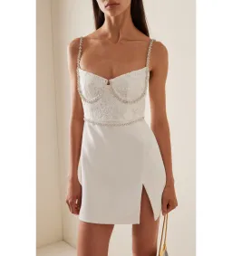 Self Portrait Cord Lace Mini Dress White Size UK 8 / AU 8 for rent on The Volte - image 2