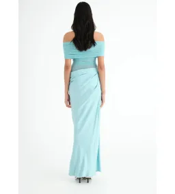 Benni Nico Off-Shoulder Maxi Dress in Aquamarine Size AU 8 for rent on The Volte - image 3